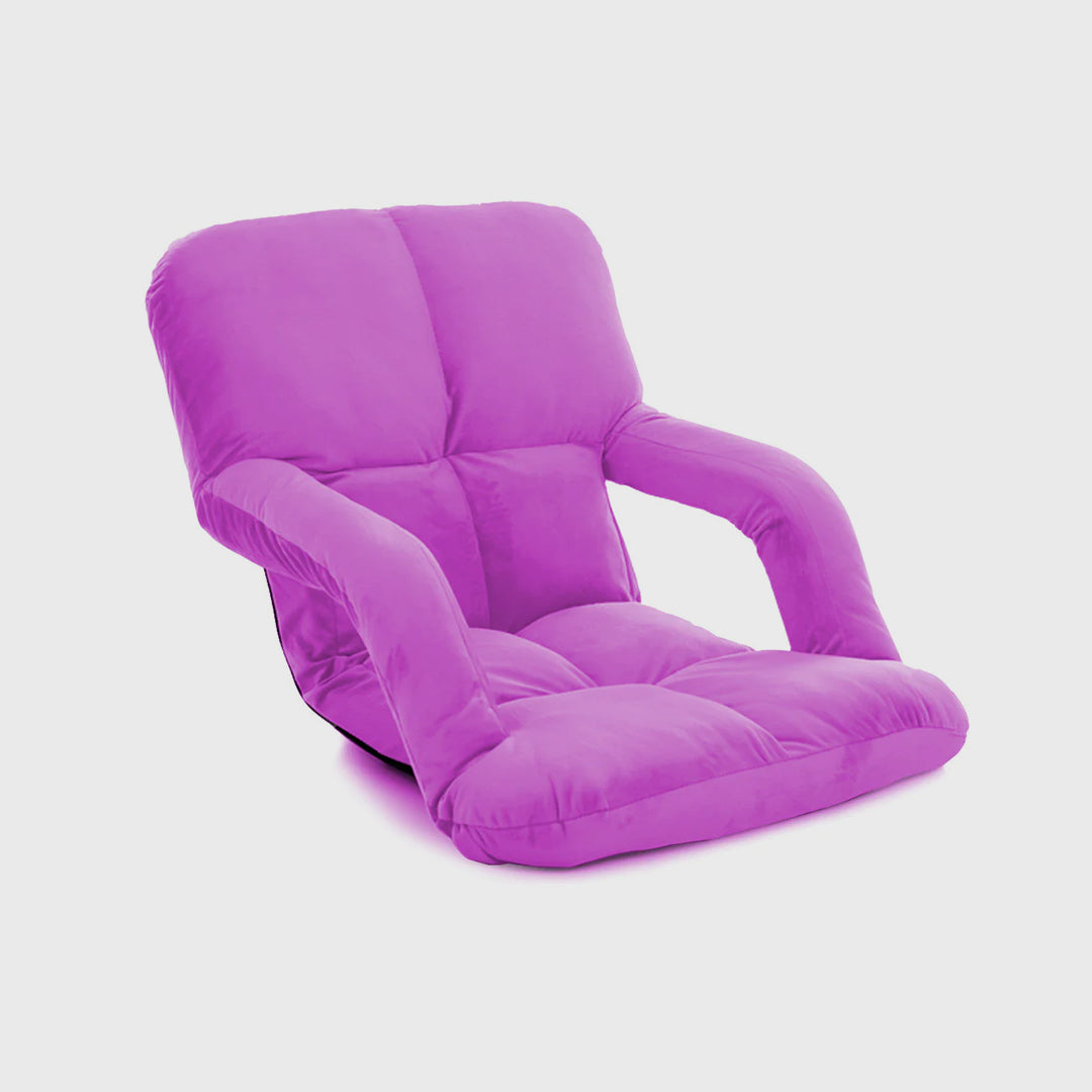 Foldable Floor Recliner Lazy Chair with Armrest Purple