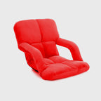 Foldable Floor Recliner Lazy Chair with Armrest Red