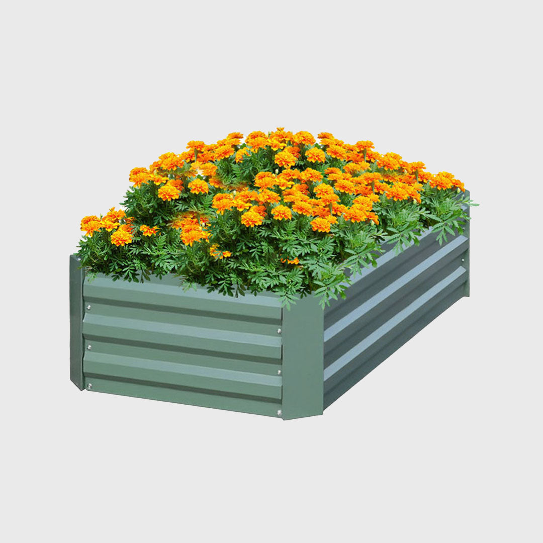 120X60cm Rectangle Galvanized Raised Garden Bed Green