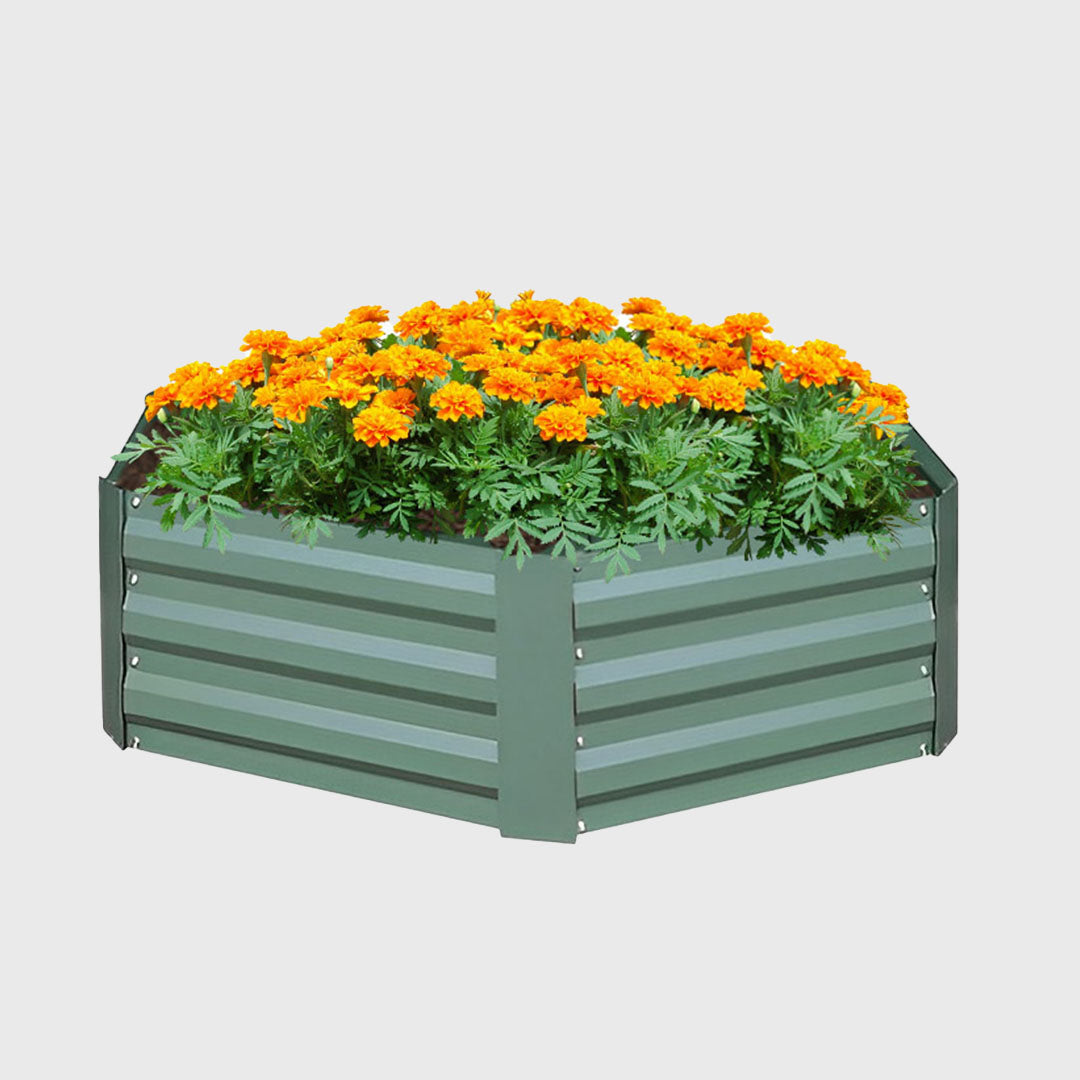 60cm Hexagon Shape Galvanized Raised Garden Bed Green