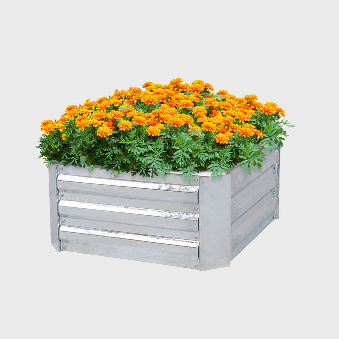 60cm Square Galvanized Raised Garden Bed Silver