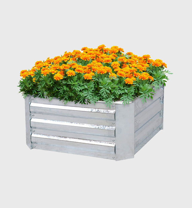 90cm Square Galvanized Raised Garden Bed Silver