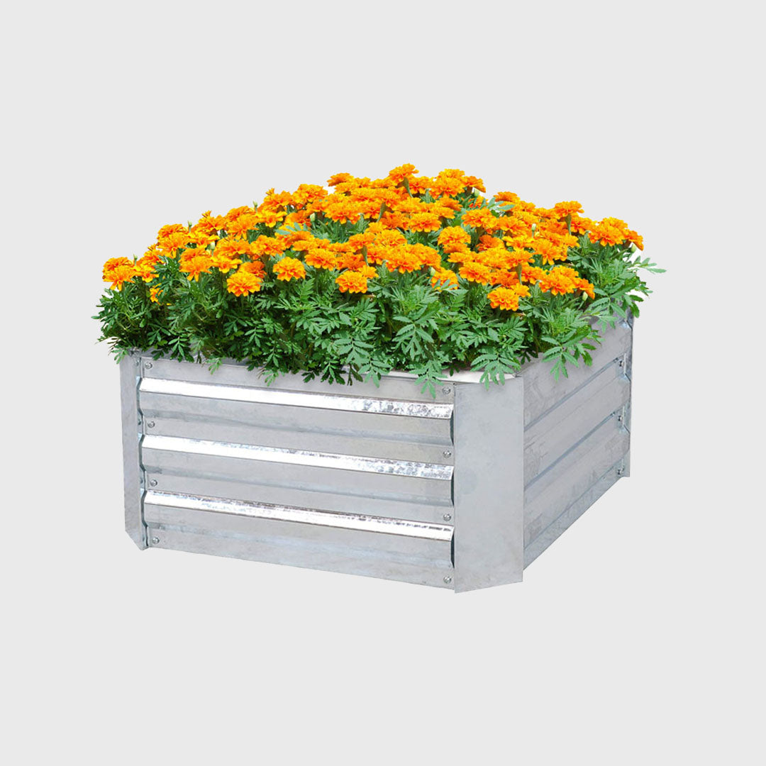 100cm Square Galvanized Raised Garden Bed Silver