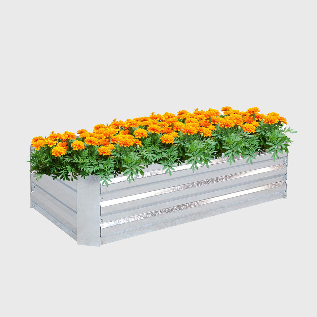 120cm Square Galvanized Raised Garden Bed Silver