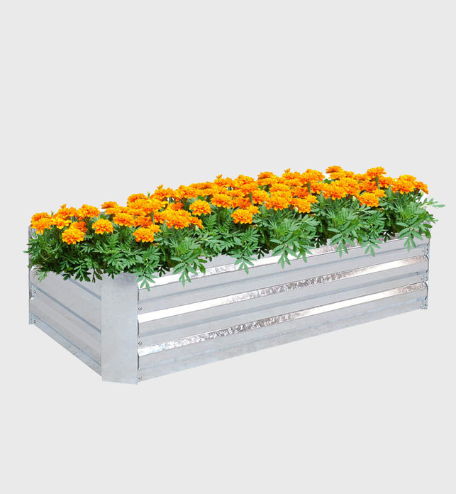 120cm Square Galvanized Raised Garden Bed Silver