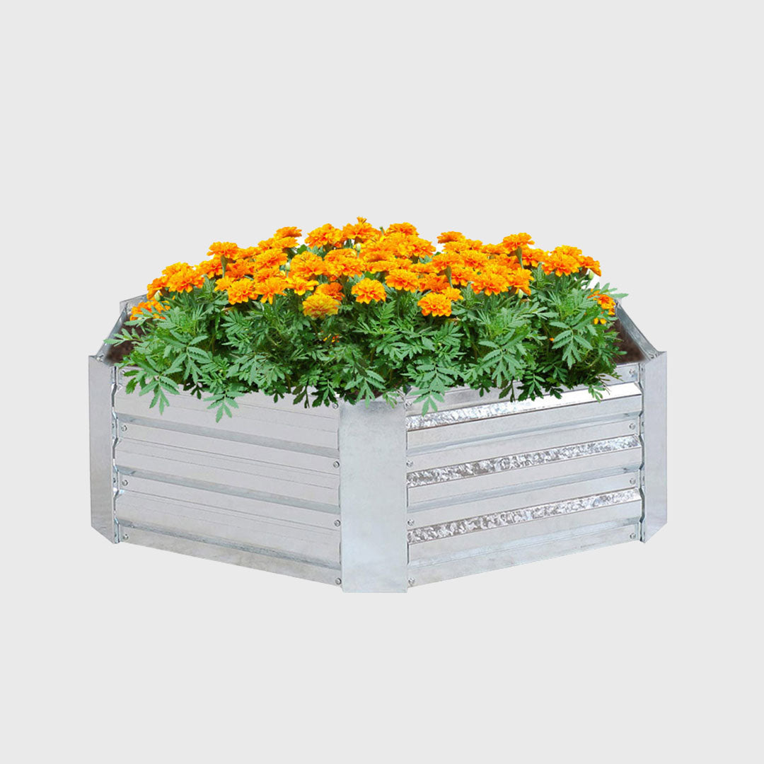 60cm Hexagon Shape Galvanized Raised Garden Bed Silver
