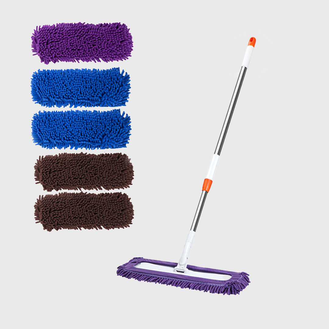 60x12 Microfiber Flat Mop Floor Cleaning Pads Rotating Dust Remover 3 Color