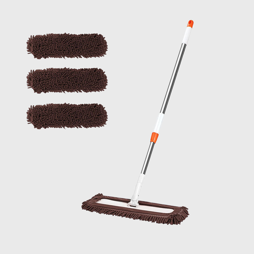 60x12 Coffee Microfiber Flat Mop Floor Cleaning Pads Rotating Dust Remover