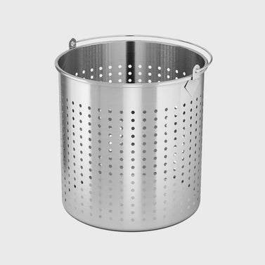 21L 18/10 Stainless Steel Perforated Pasta Strainer with Handle