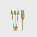 3 in 1 1.2M High Speed Charging Data Cable Gold