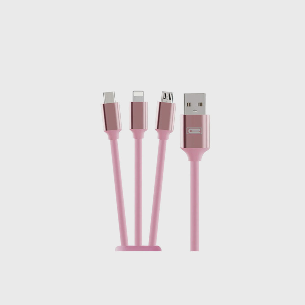 3 in 1 1.2M High Speed Charging Data Cable Rose Gold