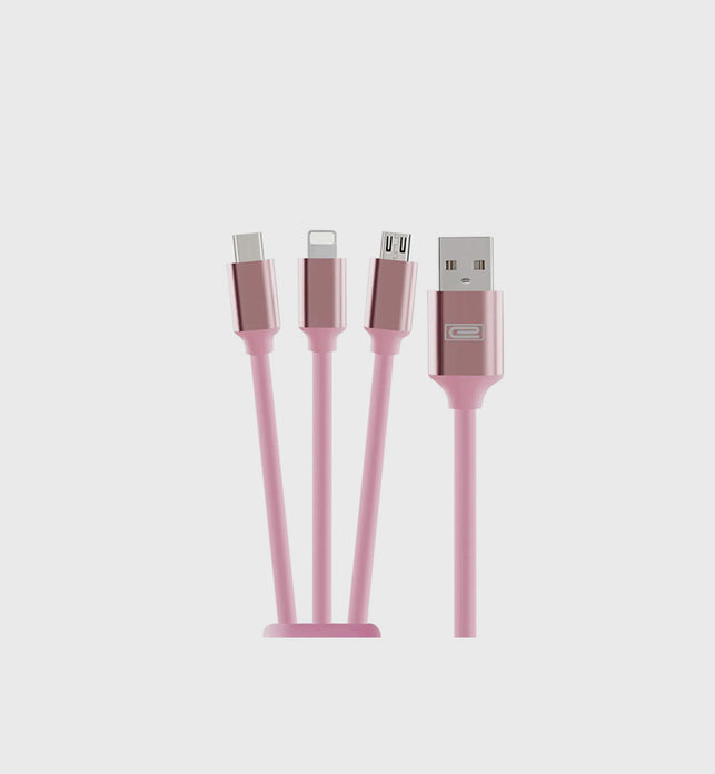 3 in 1 1.2M High Speed Charging Data Cable Rose Gold