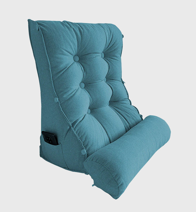 60cm Blue Wedge Lumbar Pillow