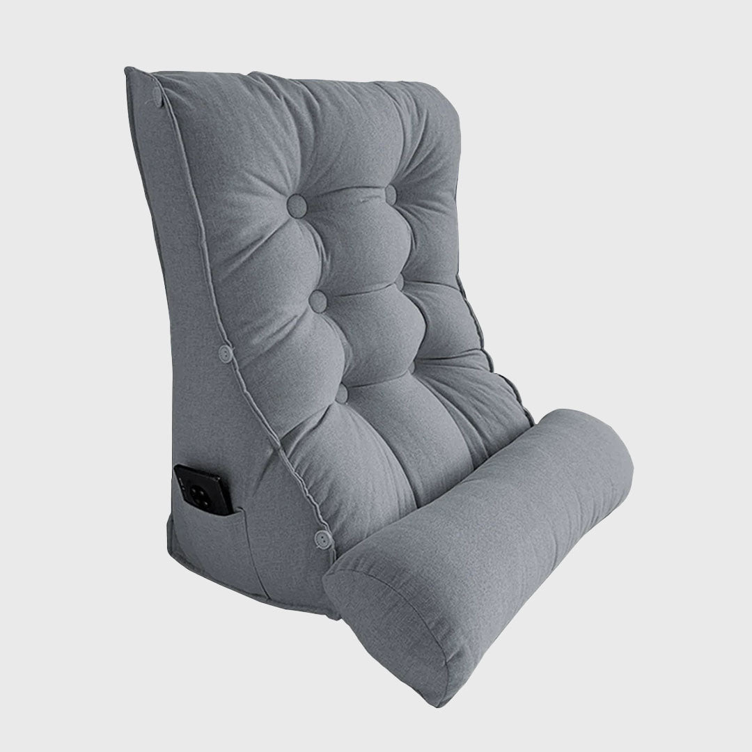 60cm Silver Wedge Lumbar Pillow