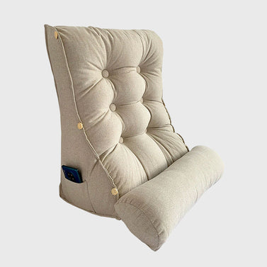 60cm White Wedge Lumbar Pillow