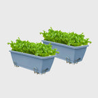 49.5cm Blue Rectangular Vegetable Herb Flower Planter Box Set of 2
