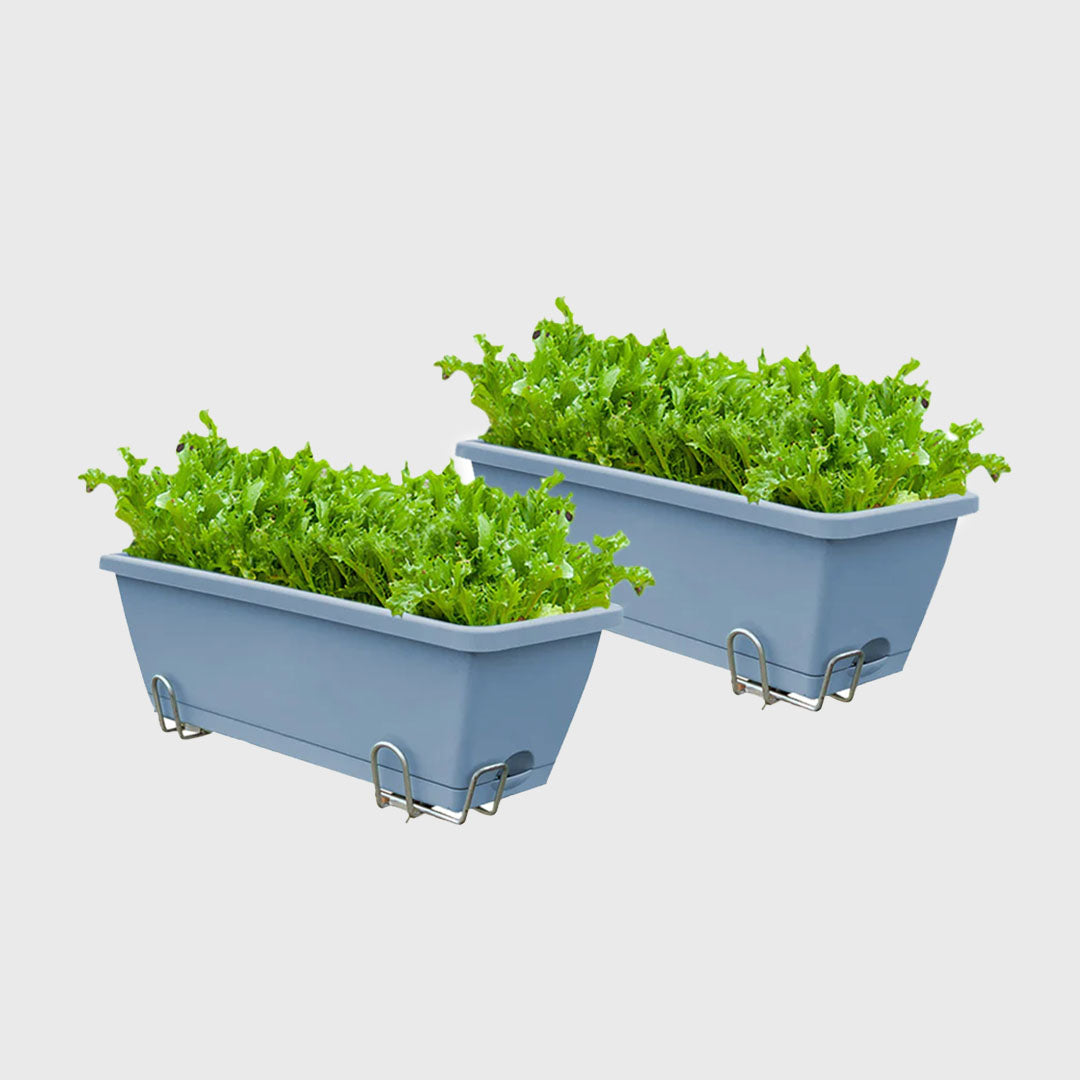 49.5cm Blue Rectangular Vegetable Herb Flower Planter Box Set of 2