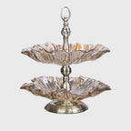 2 Tier Crystal Glass Fruit Bowl