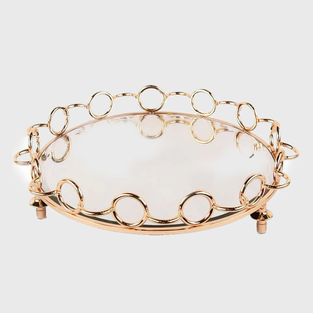 33cm Round Vanity Tray Organiser with Handles