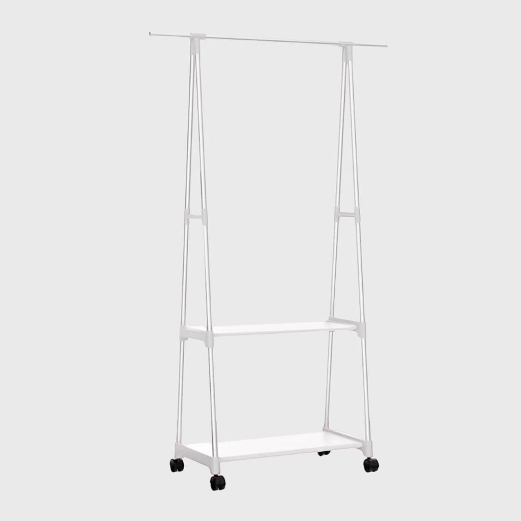 2-in-1 Organiser Clothes Shoe Rack with Wheels White