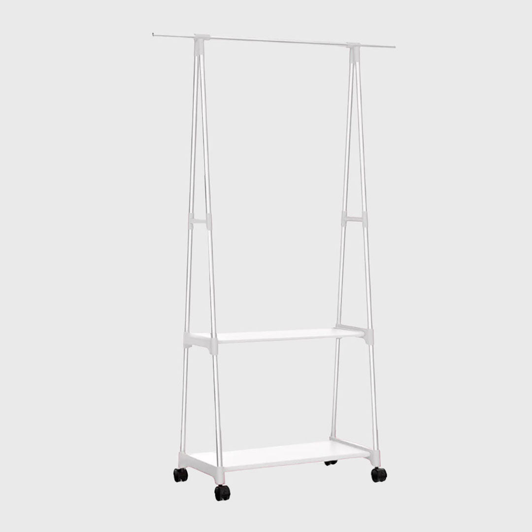 2-in-1 Organiser Clothes Shoe Rack with Wheels White