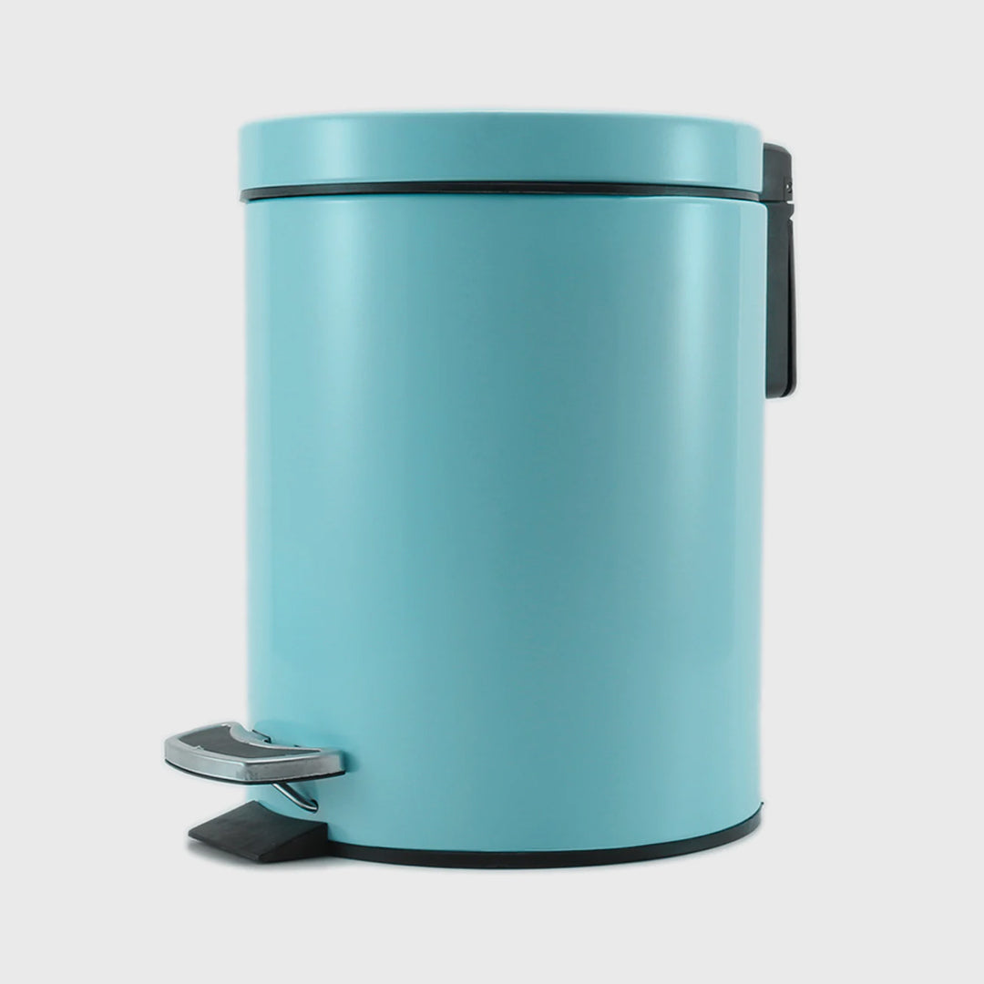 Foot Pedal Stainless Steel Trash Bin Round 12L Blue