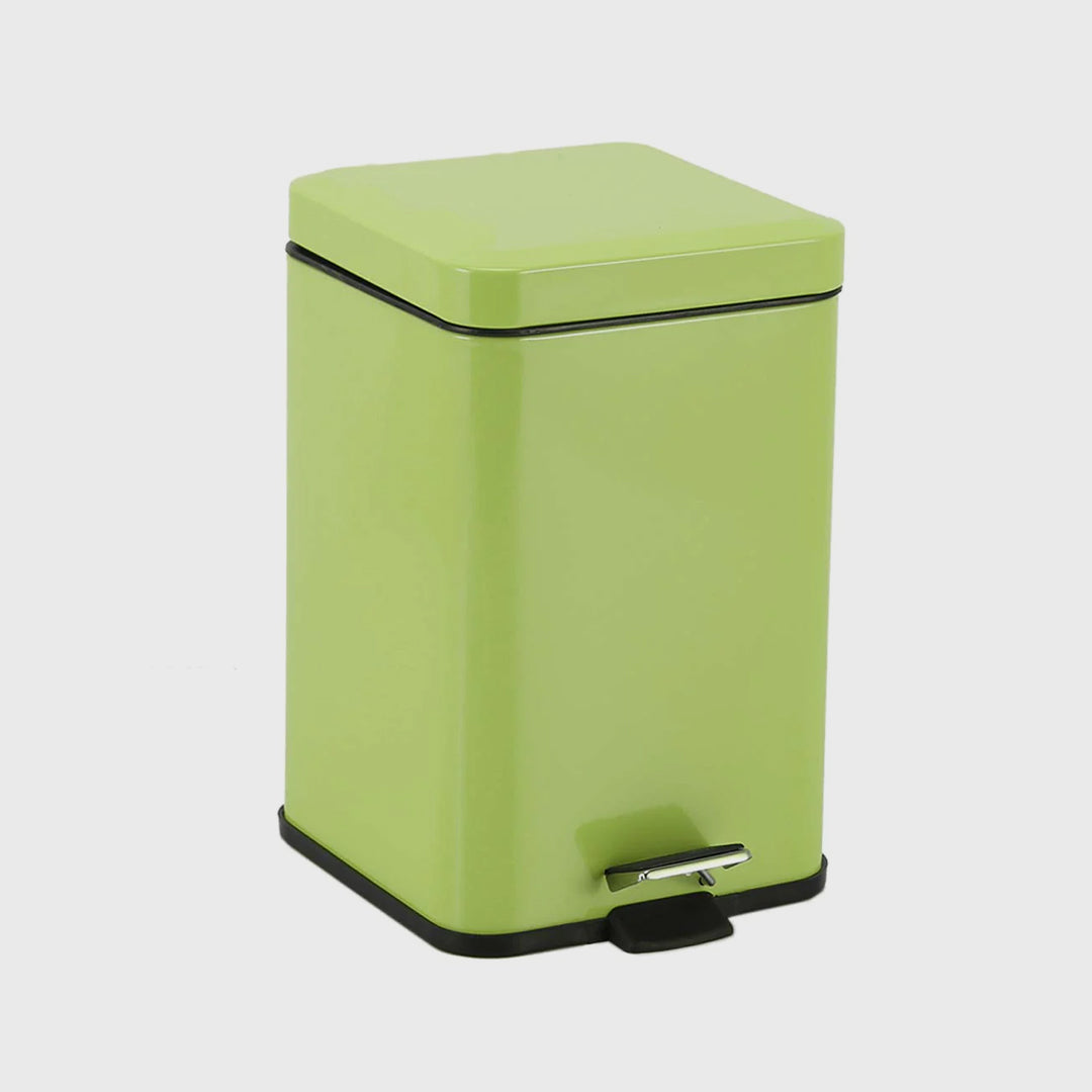 Foot Pedal Stainless Steel Trash Bin Square 12L Green