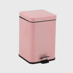 Foot Pedal Stainless Steel Trash Bin Square 12L Pink