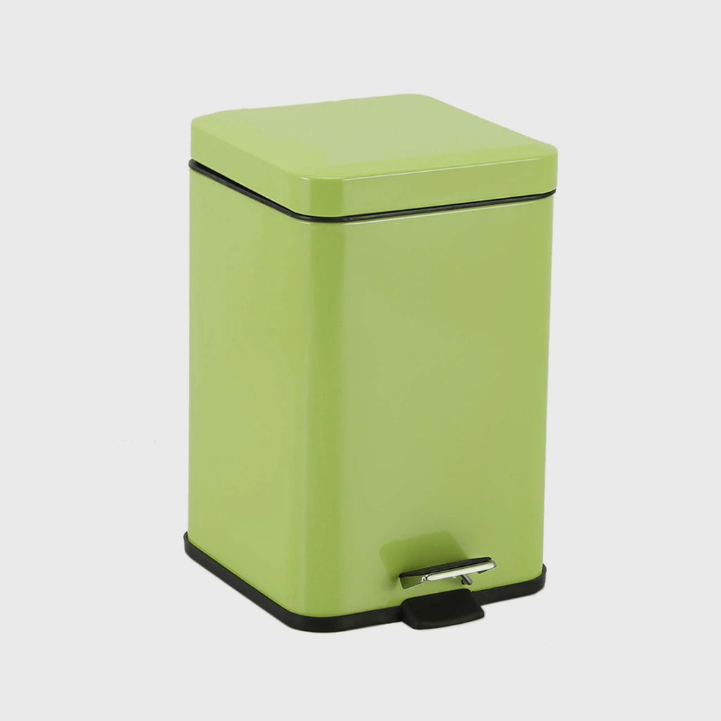 Foot Pedal Stainless Steel Trash Bin Square 6L Green