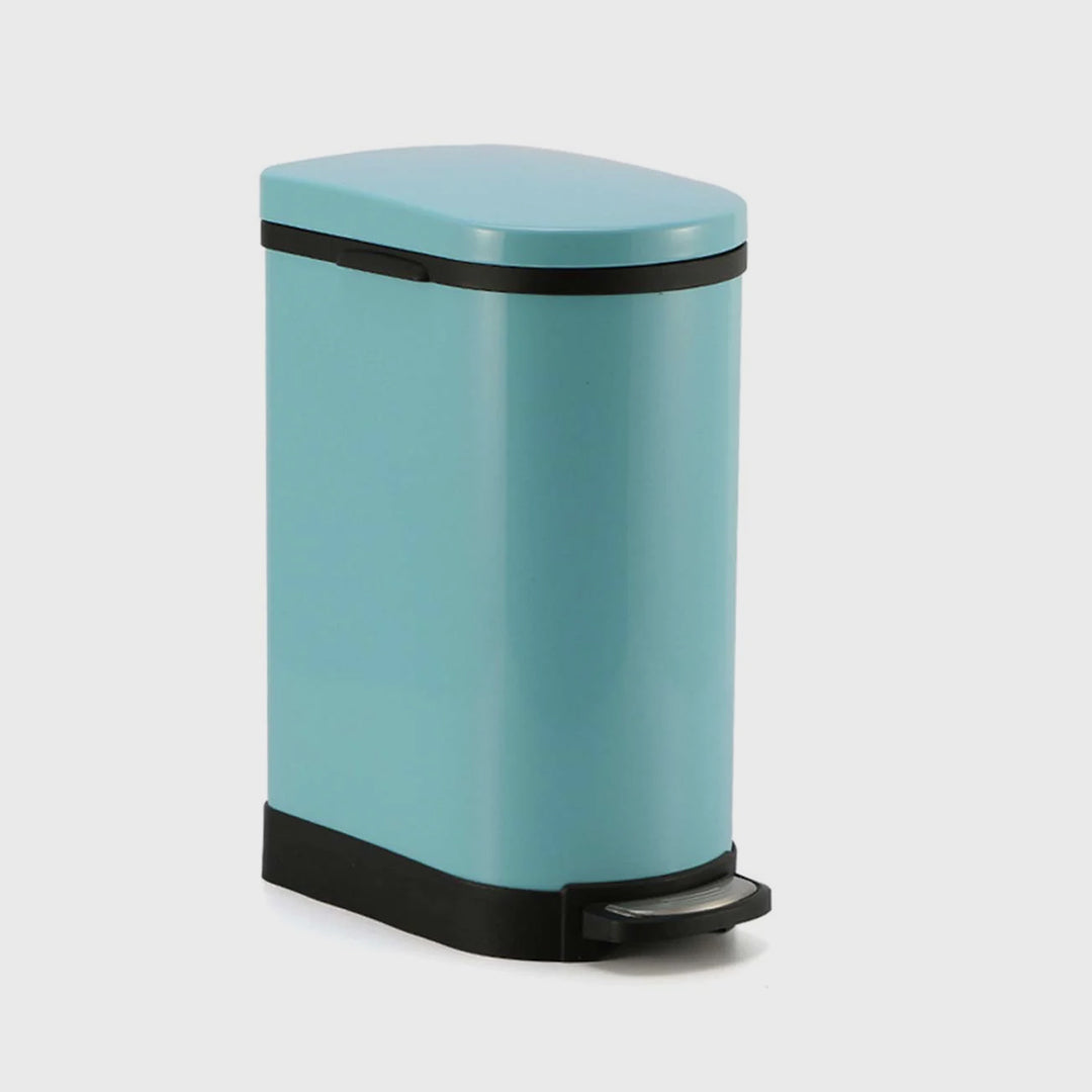 Foot Pedal Stainless Steel Trash Bin 10L U Blue