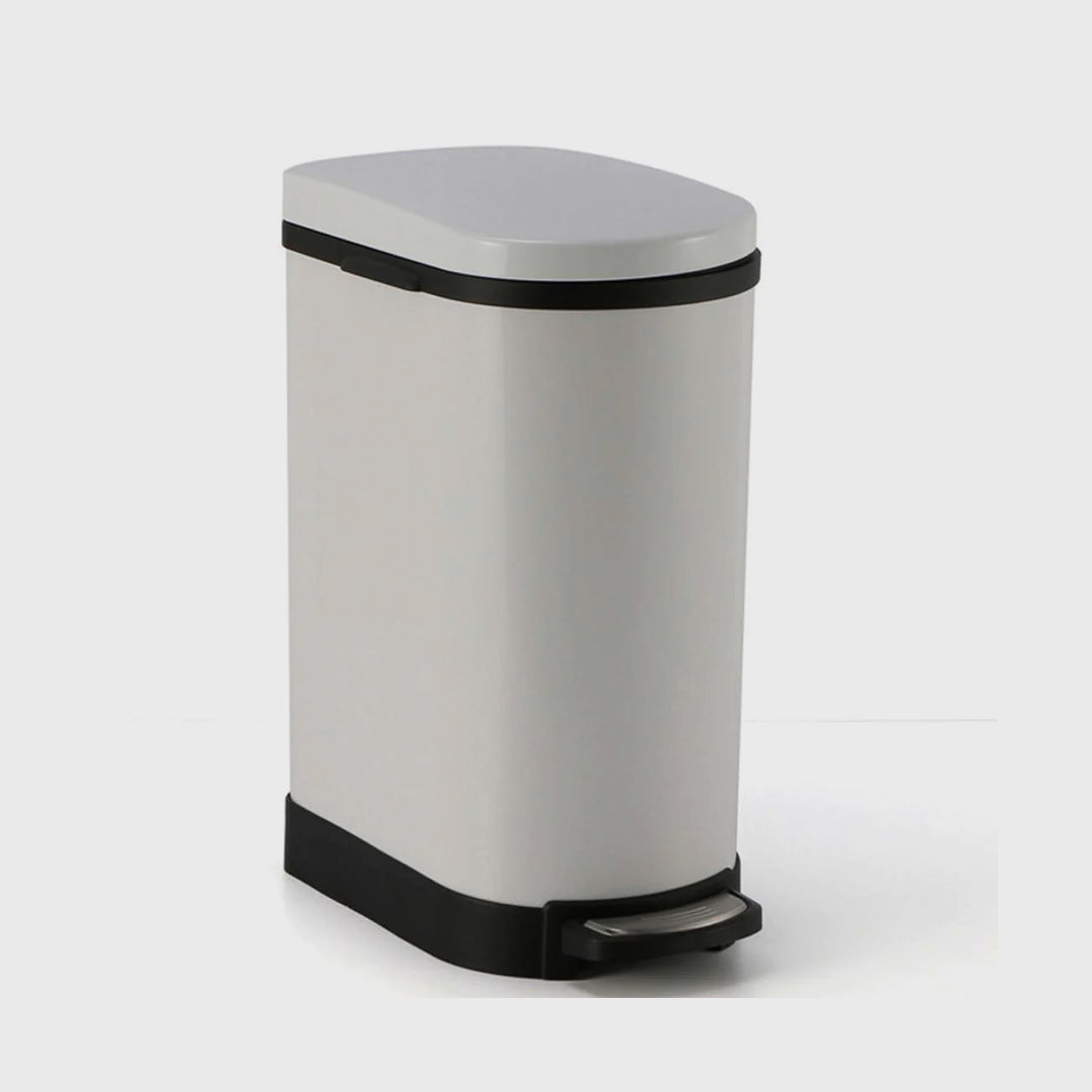 Foot Pedal Stainless Steel Trash Bin 10L U White