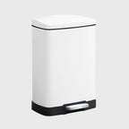 Rectangular 12L Stainless Steel Foot Pedal Recycling Bin for Garbage White