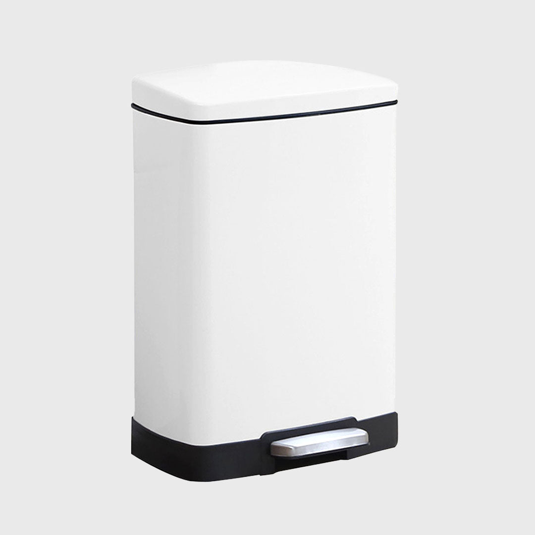 Rectangular 12L Stainless Steel Foot Pedal Recycling Bin for Garbage White