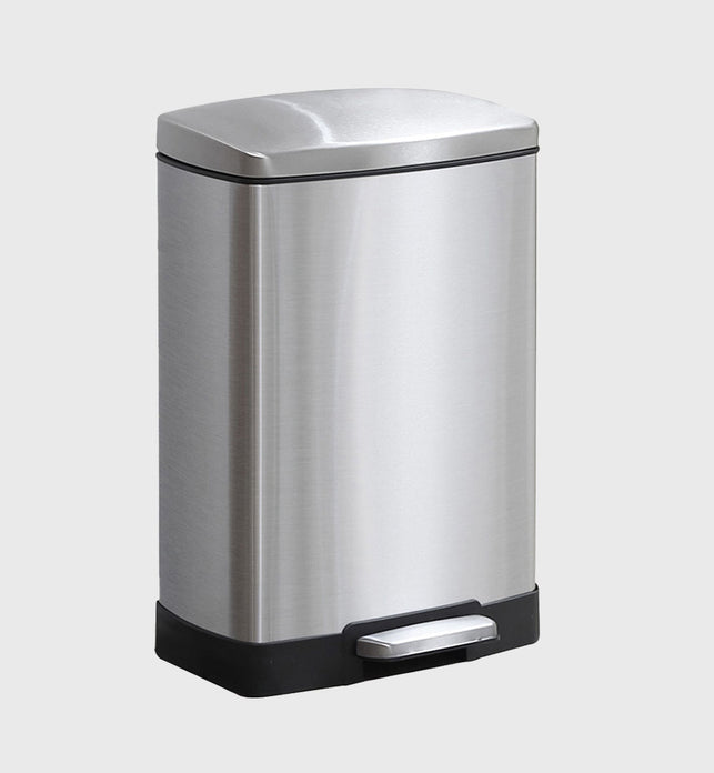 Rectangular 12L Stainless Steel Foot Pedal Recycling Bin for Garbage Silver