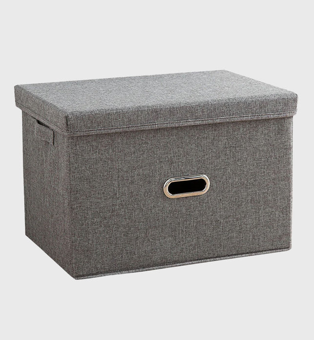 Grey Large Foldable Canvas Storage Box