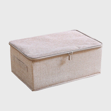 Beige Small Double Zipper Storage Box