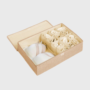 SOGA Beige Flip Top Underwear Storage Box