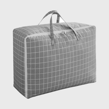 Grey Plaid Large Storage Luggage Bag