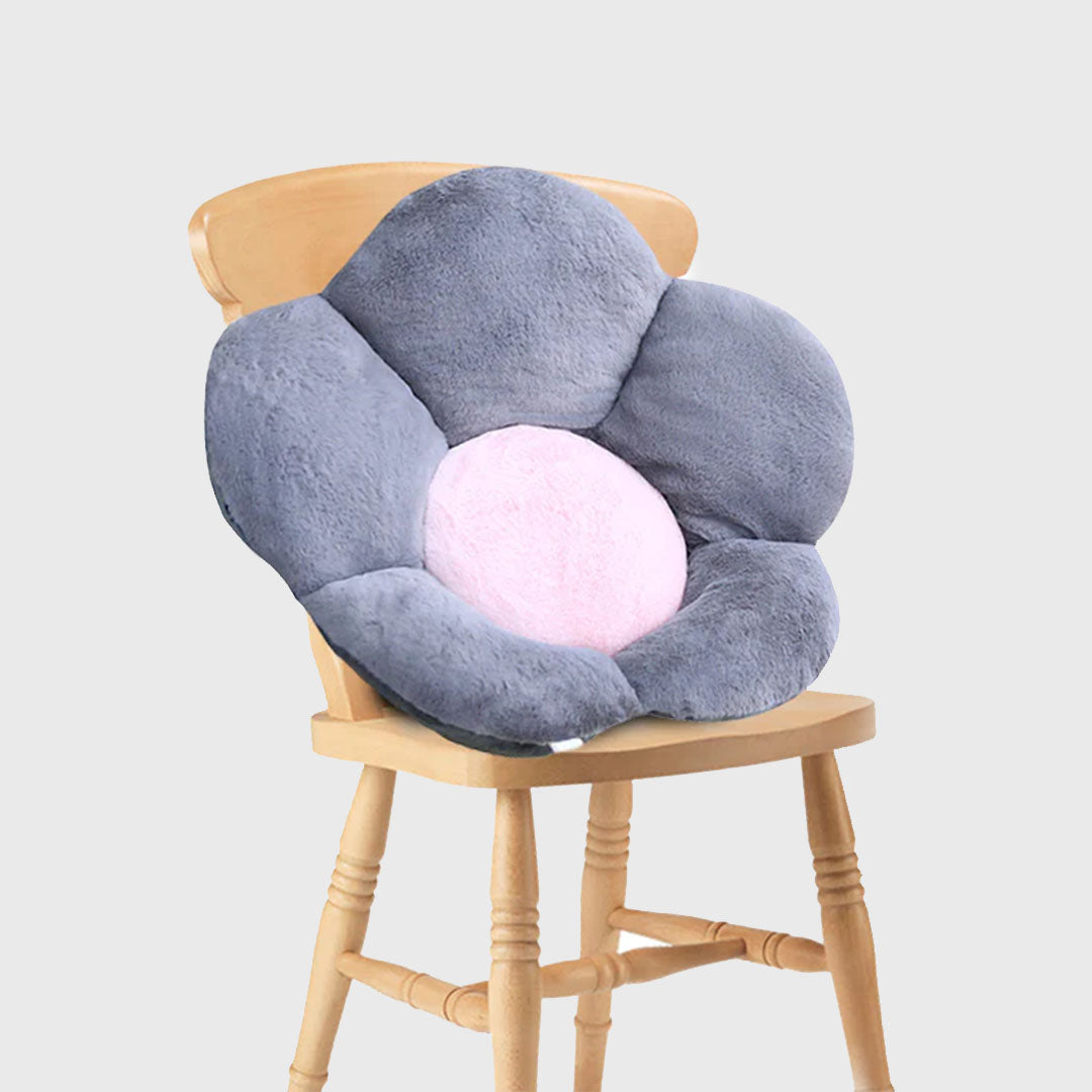 Dark Gray Whimsical Flower Cushion