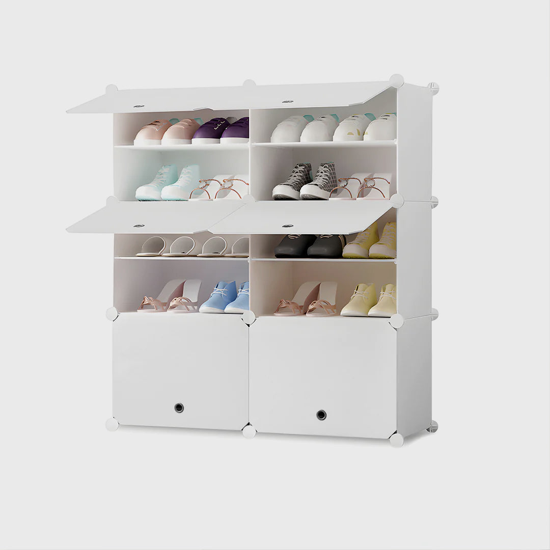 5 Tier 2 Column White Shoe Rack Organize