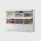 5 Tier 3 Column White Shoe Rack Organizer