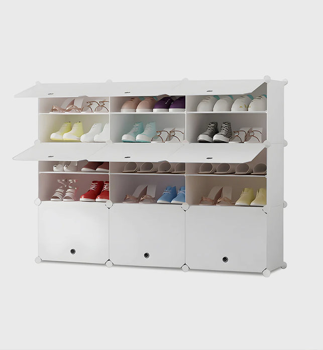 5 Tier 3 Column White Shoe Rack Organizer