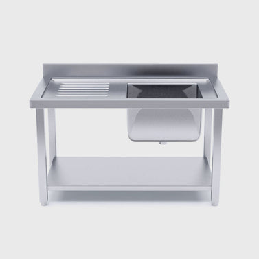 Commercial Stainless Steel Left Single Sink Work Bench 160*70*85cm