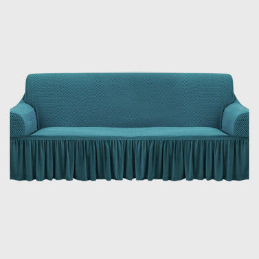 Blue Colored 3- Seater Sofa Cover with Ruffled Skirt