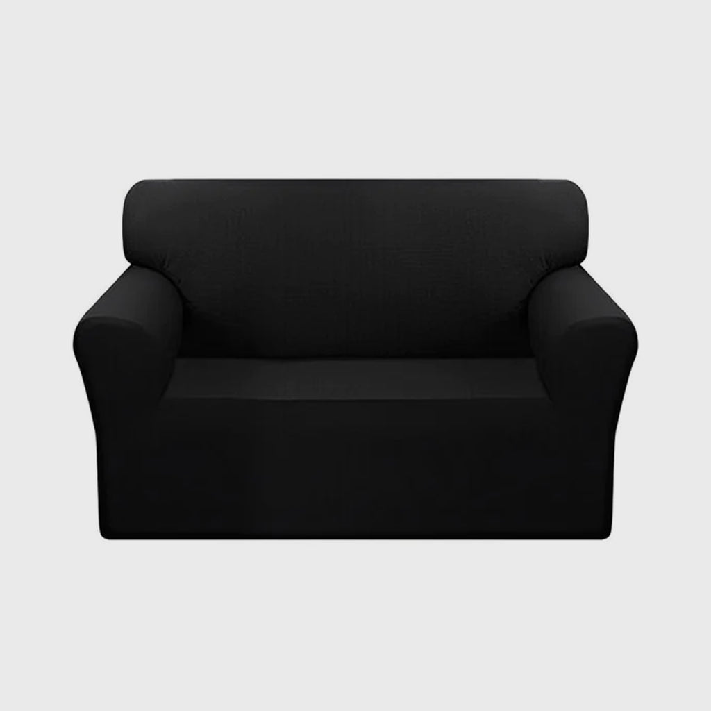 High Stretch 2-Seater Black Sofa Slipcover