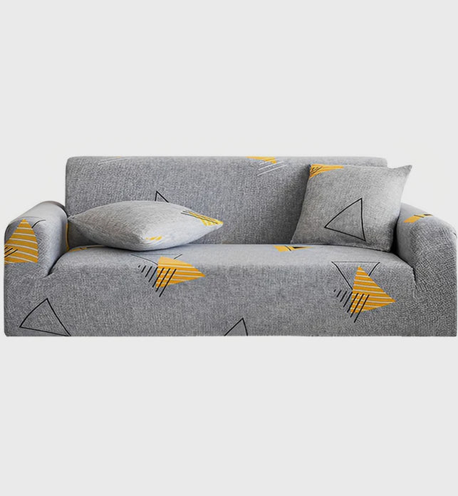 High Stretch 4-Seater Geometric Print Sofa Slipcover