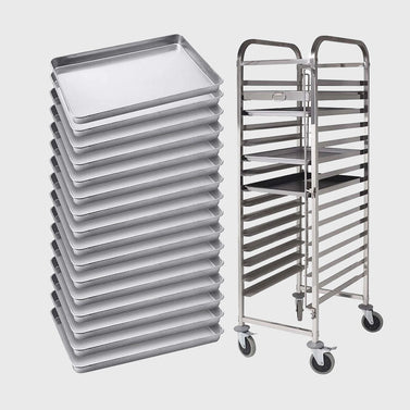 16-Tier Gastronorm Trolley w/ Aluminum Pan