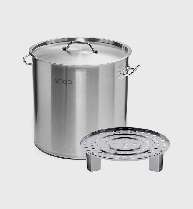 50L Stainless Steel Stock Pot with One Steamer Rack