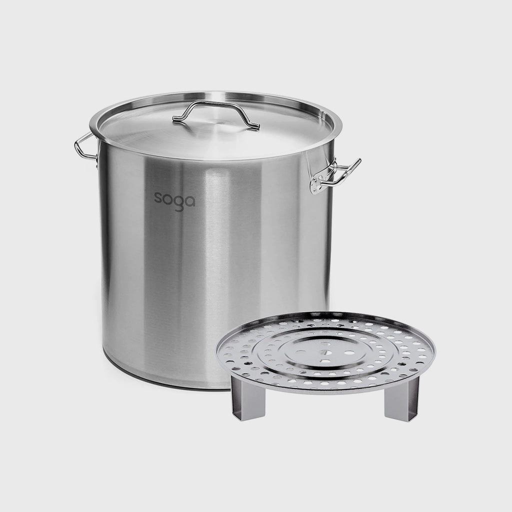 50L Stainless Steel Stock Pot with One Steamer Rack