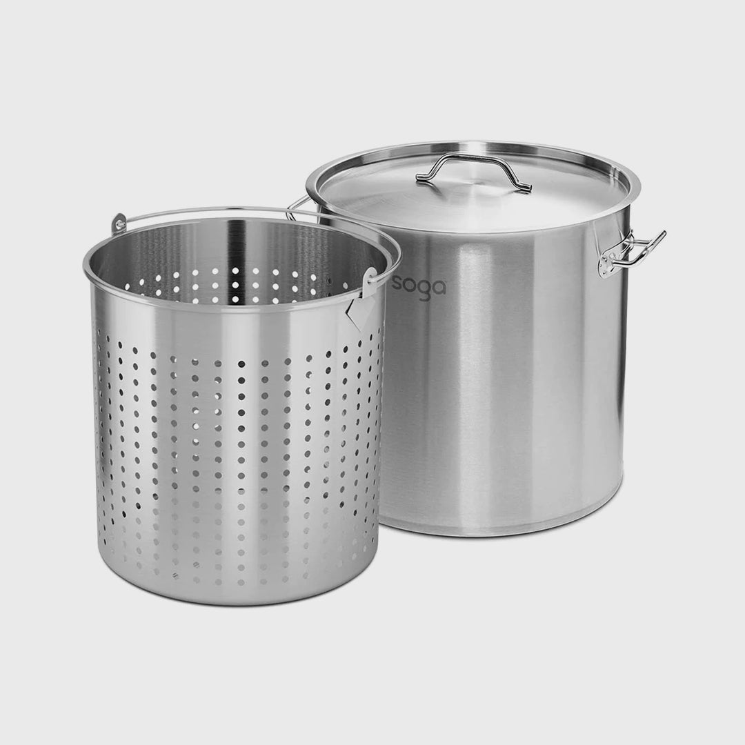 71L 18/10 Stainless Steel Stockpot with Perforated Pasta Strainer